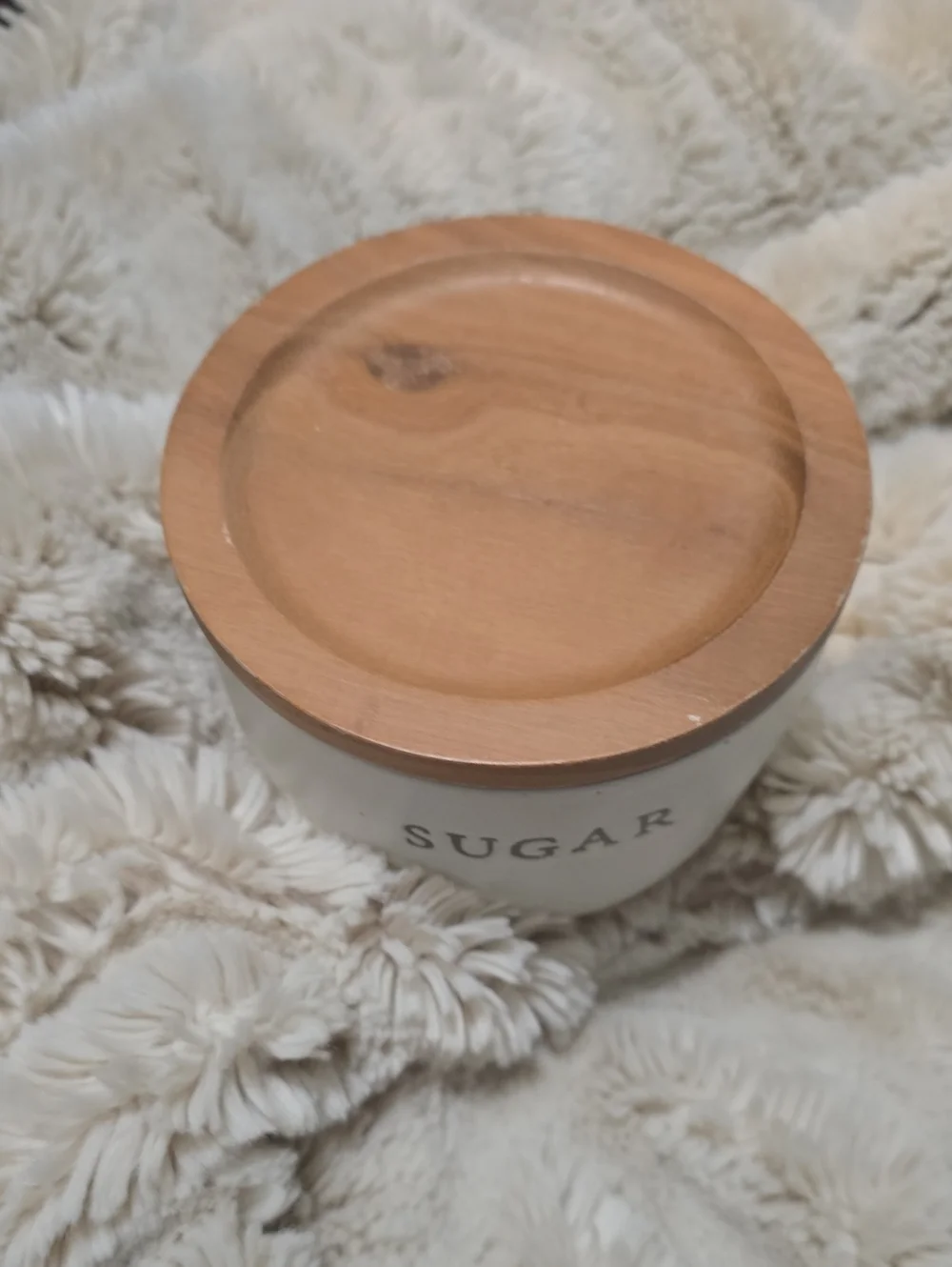 Hearth & Hand Ceramic Sugar Canister with Wooden Lid - Cream